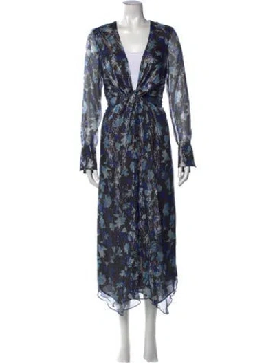 Pre-owned Ramy Brook Silk Midi Length Dress W/ Tags In Blue