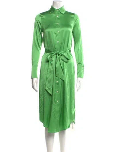 Pre-owned Ramy Brook Silk Midi Length Dress W/ Tags In Green