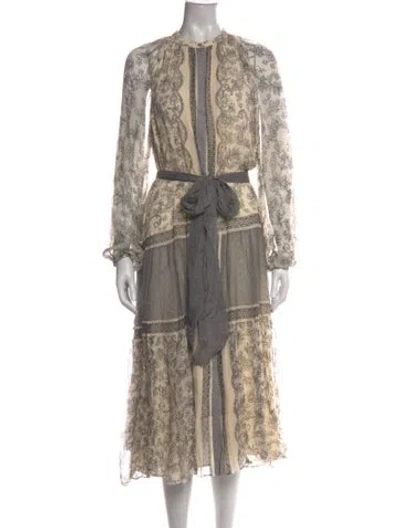 Pre-owned Ramy Brook Silk Midi Length Dress W/ Tags In Neutrals