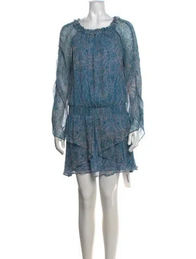 Pre-owned Ramy Brook Silk Mini Dress In Blue