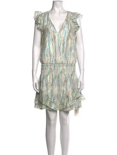 Pre-owned Ramy Brook Silk Mini Dress In Blue/metallic