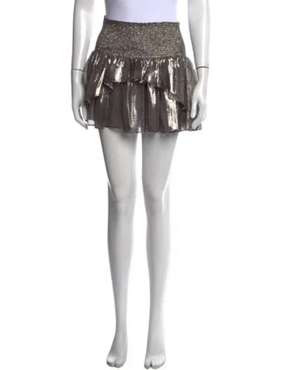 Pre-owned Ramy Brook Silk Mini Skirt W/ Tags In Gold/metallic