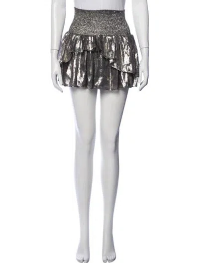 Pre-owned Ramy Brook Silk Mini Skirt W/ Tags In Gold/silver