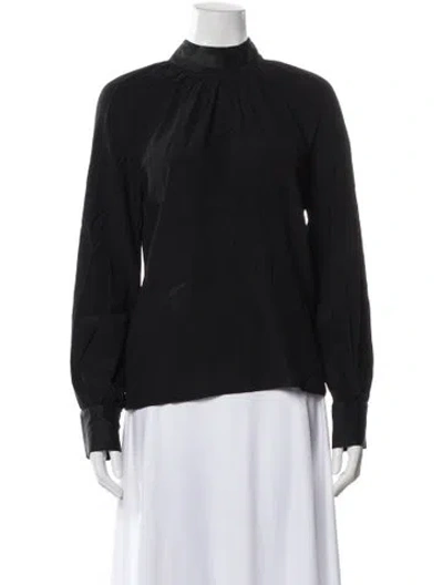 Pre-owned Ramy Brook Silk Mock Neck Blouse In Gray