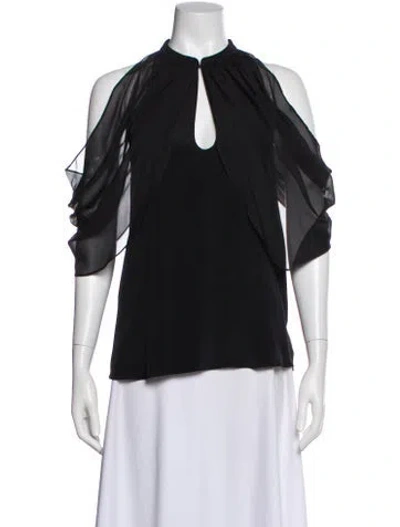 Pre-owned Ramy Brook Silk Mock Neck Top W/ Tags In Black