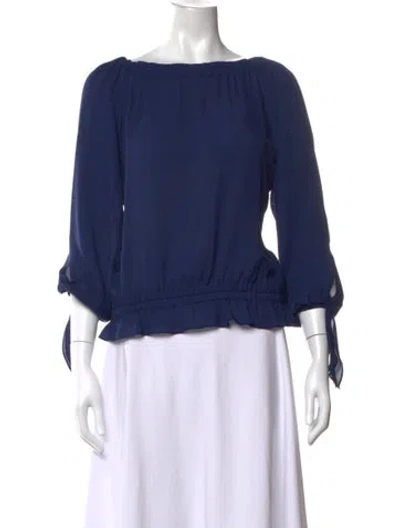 Pre-owned Ramy Brook Silk Off-the-shoulder Blouse In Blue
