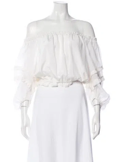 Pre-owned Ramy Brook Silk Off-the-shoulder Blouse In Neutral