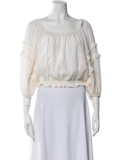 Pre-owned Ramy Brook Silk Off-the-shoulder Blouse W/ Tags In White