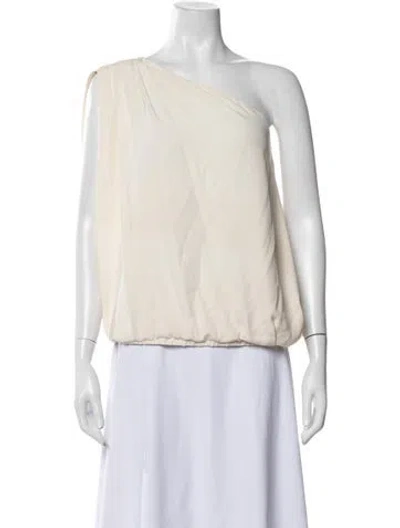 Pre-owned Ramy Brook Silk One-shoulder Blouse In Neutral