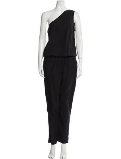 Pre-owned Ramy Brook Silk One-shoulder Jumpsuit In Black