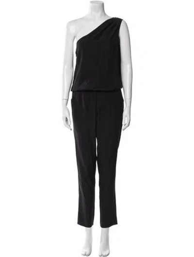 Pre-owned Ramy Brook Silk One-shoulder Jumpsuit In Black