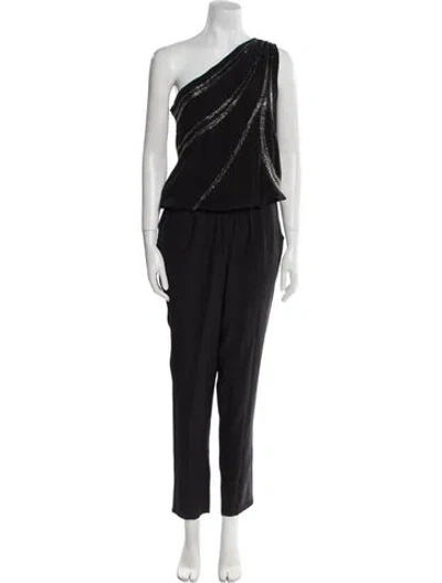 Pre-owned Ramy Brook Silk One-shoulder Jumpsuit In Black