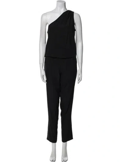 Pre-owned Ramy Brook Silk One-shoulder Jumpsuit In Black