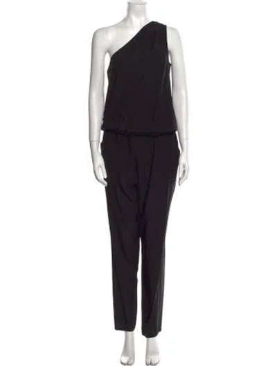 Pre-owned Ramy Brook Silk One-shoulder Jumpsuit In Black