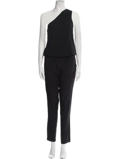 Pre-owned Ramy Brook Silk One-shoulder Jumpsuit In Black