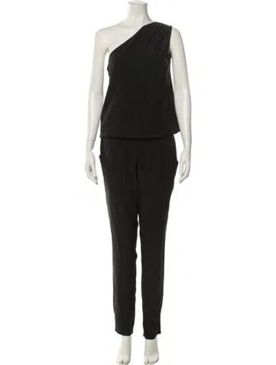 Pre-owned Ramy Brook Silk One-shoulder Jumpsuit In Black