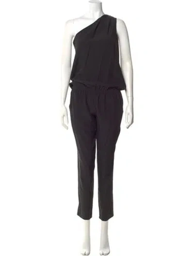 Pre-owned Ramy Brook Silk One-shoulder Jumpsuit In Black