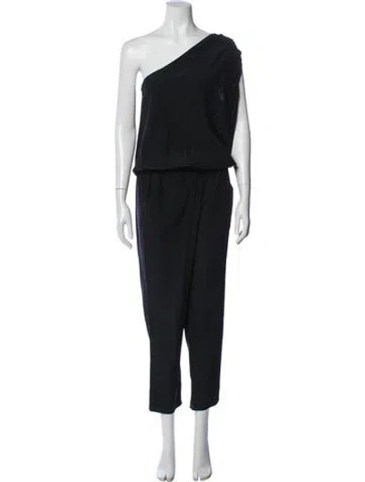 Pre-owned Ramy Brook Silk One-shoulder Jumpsuit In Black