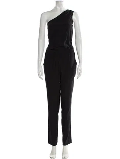 Pre-owned Ramy Brook Silk One-shoulder Jumpsuit In Black