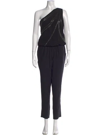 Pre-owned Ramy Brook Silk One-shoulder Jumpsuit In Black