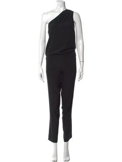 Pre-owned Ramy Brook Silk One-shoulder Jumpsuit In Black
