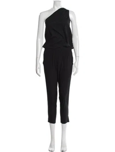 Pre-owned Ramy Brook Silk One-shoulder Jumpsuit In Black