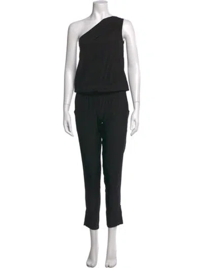 Pre-owned Ramy Brook Silk One-shoulder Jumpsuit In Black