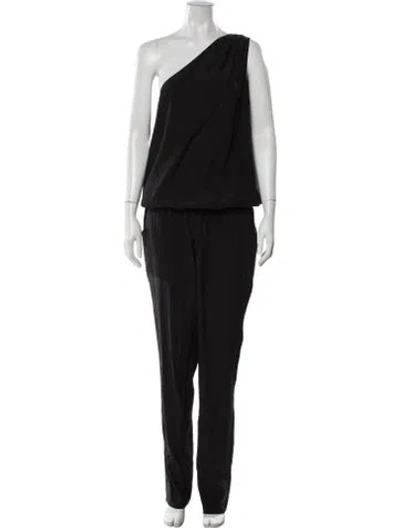 Pre-owned Ramy Brook Silk One-shoulder Jumpsuit In Black