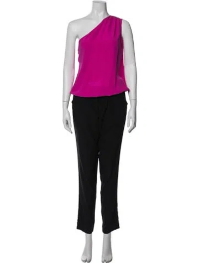 Pre-owned Ramy Brook Silk One-shoulder Jumpsuit In Black