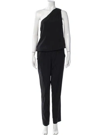 Pre-owned Ramy Brook Silk One-shoulder Jumpsuit In Black