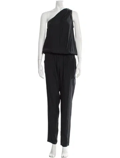 Pre-owned Ramy Brook Silk One-shoulder Jumpsuit In Black