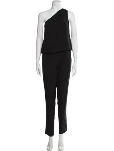 Pre-owned Ramy Brook Silk One-shoulder Jumpsuit In Black