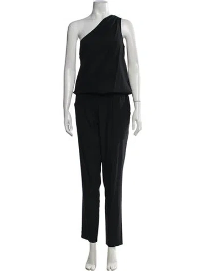 Pre-owned Ramy Brook Silk One-shoulder Jumpsuit In Black