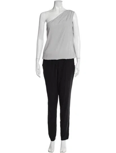 Pre-owned Ramy Brook Silk One-shoulder Jumpsuit In Black/grey
