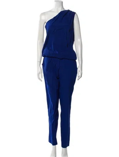 Pre-owned Ramy Brook Silk One-shoulder Jumpsuit In Blue
