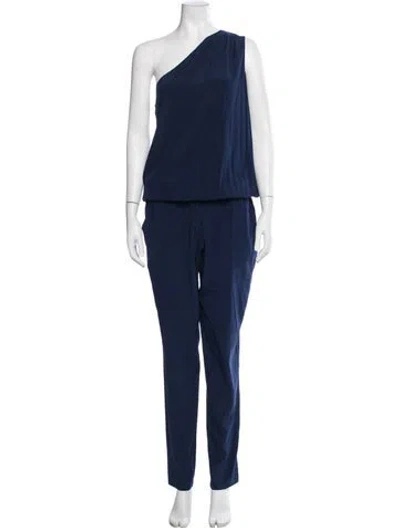 Pre-owned Ramy Brook Silk One-shoulder Jumpsuit In Blue