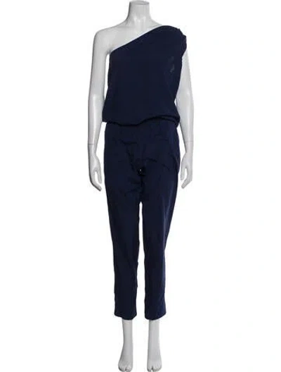 Pre-owned Ramy Brook Silk One-shoulder Jumpsuit In Blue