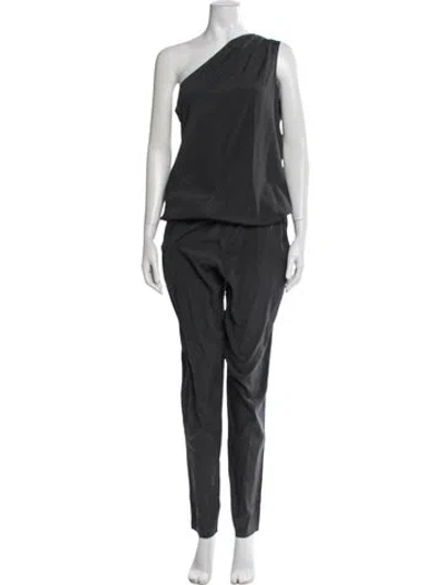 Pre-owned Ramy Brook Silk One-shoulder Jumpsuit In Gray