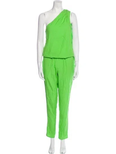Pre-owned Ramy Brook Silk One-shoulder Jumpsuit In Green