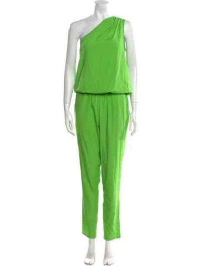Pre-owned Ramy Brook Silk One-shoulder Jumpsuit In Green