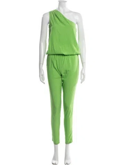 Pre-owned Ramy Brook Silk One-shoulder Jumpsuit In Green