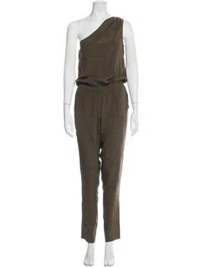 Pre-owned Ramy Brook Silk One-shoulder Jumpsuit In Green
