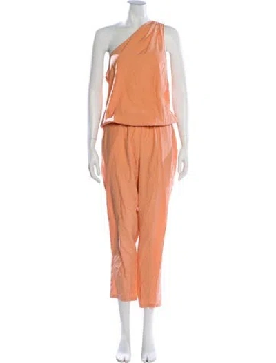 Pre-owned Ramy Brook Silk One-shoulder Jumpsuit In Orange