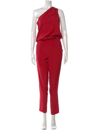 Pre-owned Ramy Brook Silk One-shoulder Jumpsuit In Red
