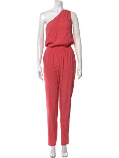 Pre-owned Ramy Brook Silk One-shoulder Jumpsuit In Red