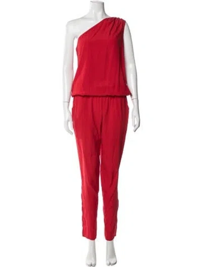 Pre-owned Ramy Brook Silk One-shoulder Jumpsuit In Red