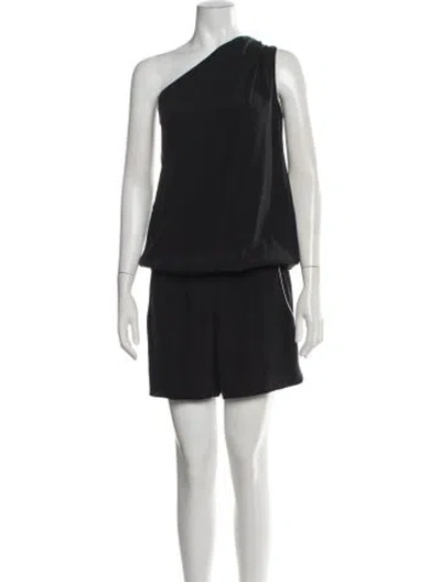 Pre-owned Ramy Brook Silk One-shoulder Romper In Black