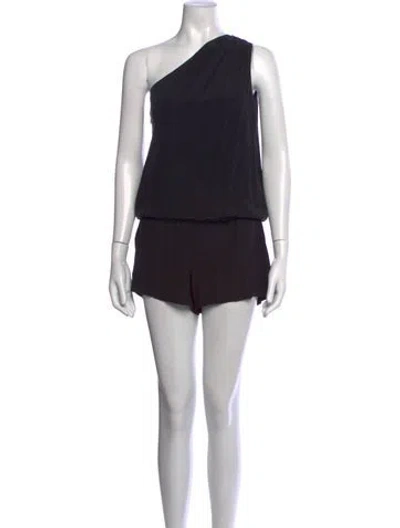 Pre-owned Ramy Brook Silk One-shoulder Romper In Black