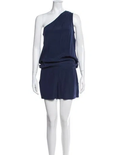 Pre-owned Ramy Brook Silk One-shoulder Romper In Blue