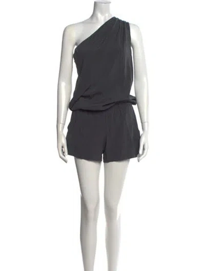 Pre-owned Ramy Brook Silk One-shoulder Romper In Gray